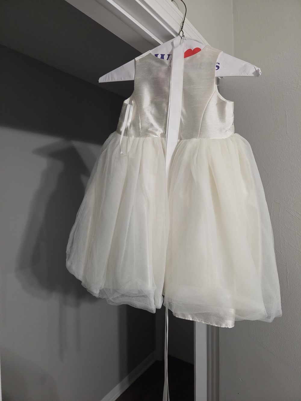 David’s Bridal Flower Girl Dress – 4T – Ivory Satin & Tulle - Picture 2 of 3